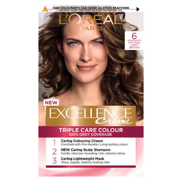 Paris Excellence Crème Permanent Hair Dye 6 Natural Light Brown